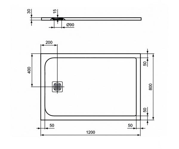 поддон из литьевого мрамора IDEAL STANDARD ULTRAFLAT S 120х80